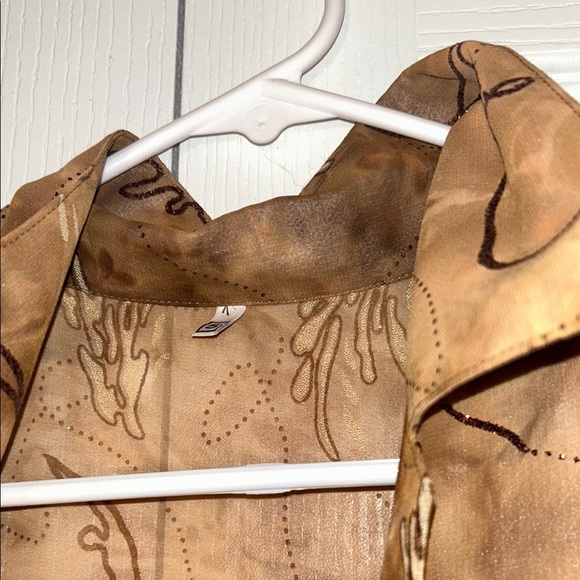 Elegant Brown Glitter Sheer Women's Jacket and Tank Top Set whimsigoth - Picture 8 of 9